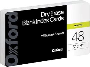 Dry Erase Index Cards 3X5 Blank 48pk