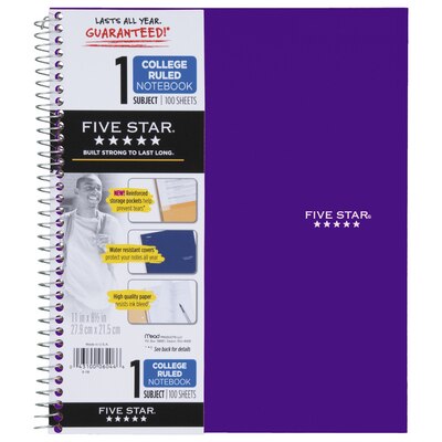 Five Star Trend Wirebound Notebook 1 Subject College Ruled 11 x 8 12 Assorted Colors