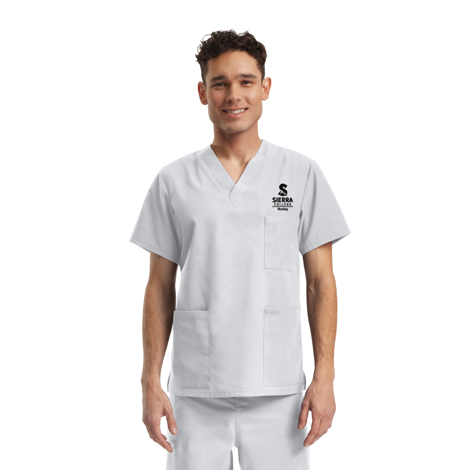Landau Essentials Unisex 3-Pocket V-Neck Top (LT121 Emb)