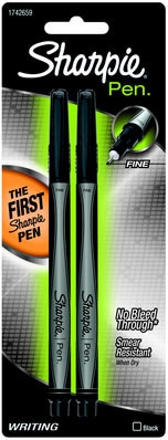 Sharpie Pens, Black, Fine - 2 pens
