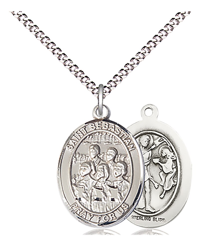 Sterling Silver St Sebastian/ Choir Medal 3/4 x 1/2 Inch