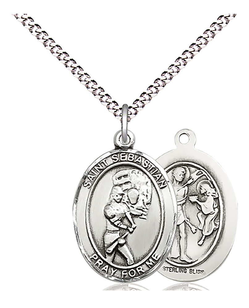 Sterling Silver St Sebastian/ Softball Medal 3/4 x 1/2 Inch