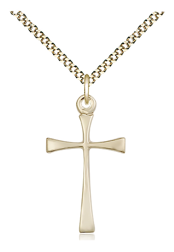 14kt Gold Filled Maltese Cross Pendant on an 18-inch Gold Plate Light Curb Chain.  Handmade in the USA