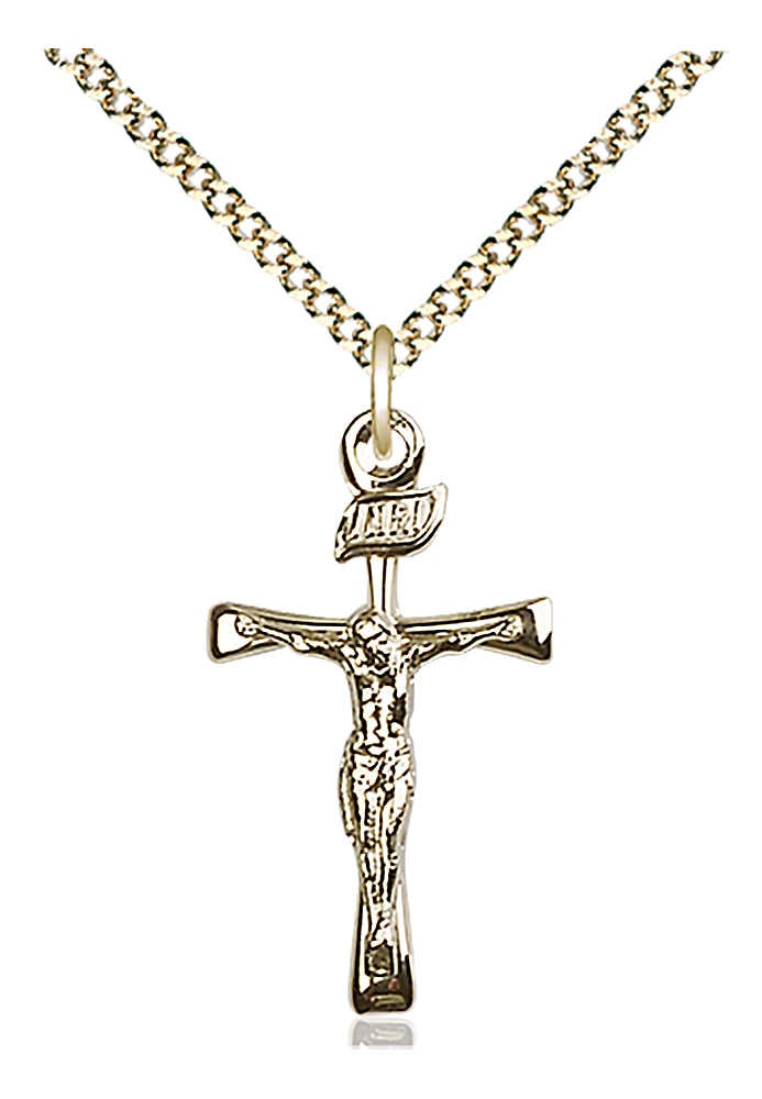 14kt Gold Filled Maltese Crucifix Pendant on an 18-inch Gold Plate Light Curb Chain.  Handmade in the USA