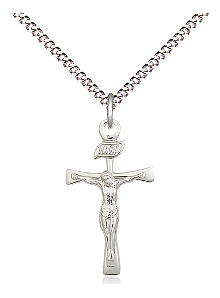 Sterling Silver Maltese Crucifix Pendant on an 18-inch Light Rhodium Light Curb Chain.  Handmade in the USA