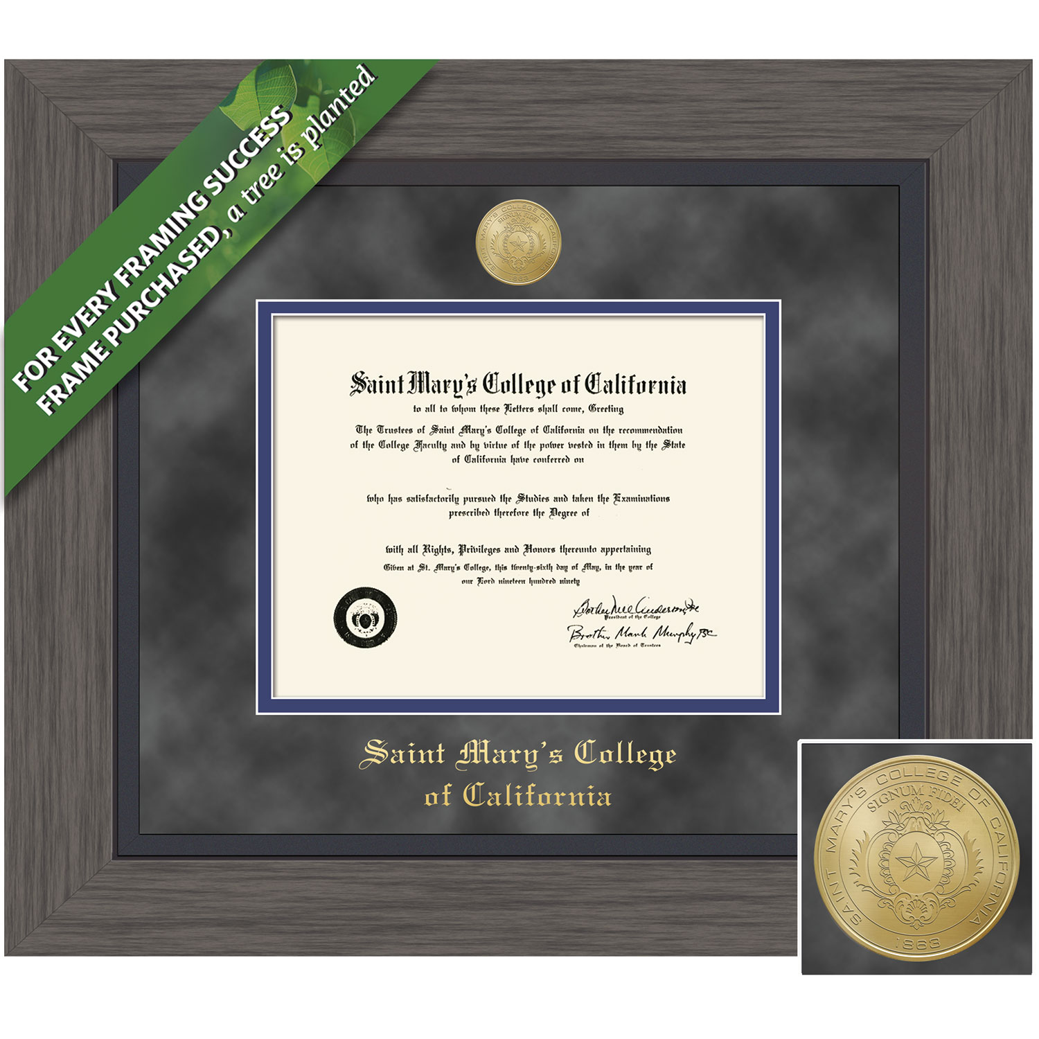 Framing Success 8.5 x 11 Greystone Gold Medallion Bachelors, MastersDiploma Frame