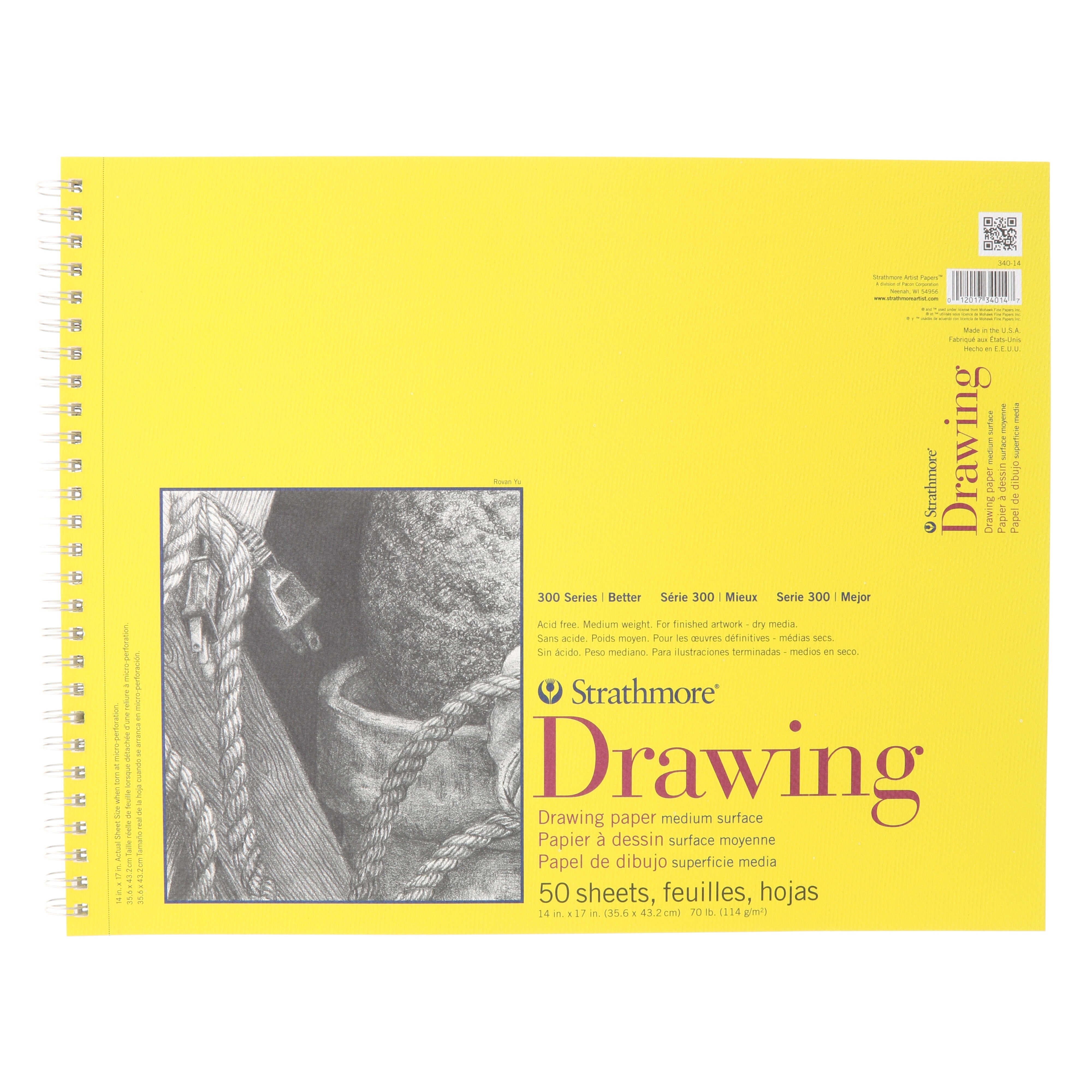 Strathmore 300 Series Drawing Pad - 14" x 17" Wire Bound 50 Sheets