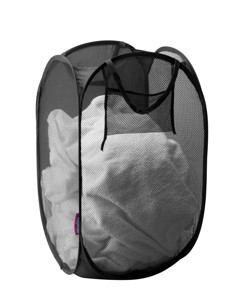 Woolite Sanitized Compact Foldable Mesh Pop-Up Hamper - Perfect for Laundry Storage.