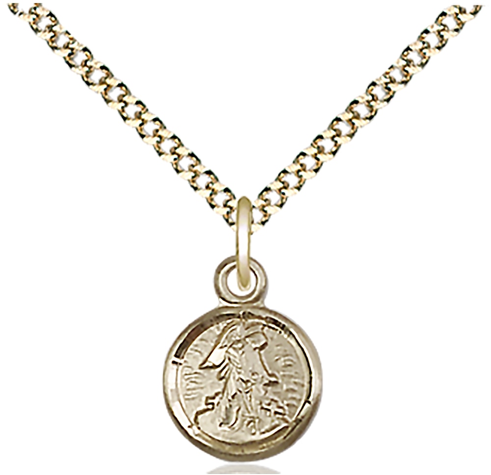 14kt Gold Filled Guardian Angel Pendant on an 18-inch Gold Plate Light Curb Chain.  Handmade in the USA
