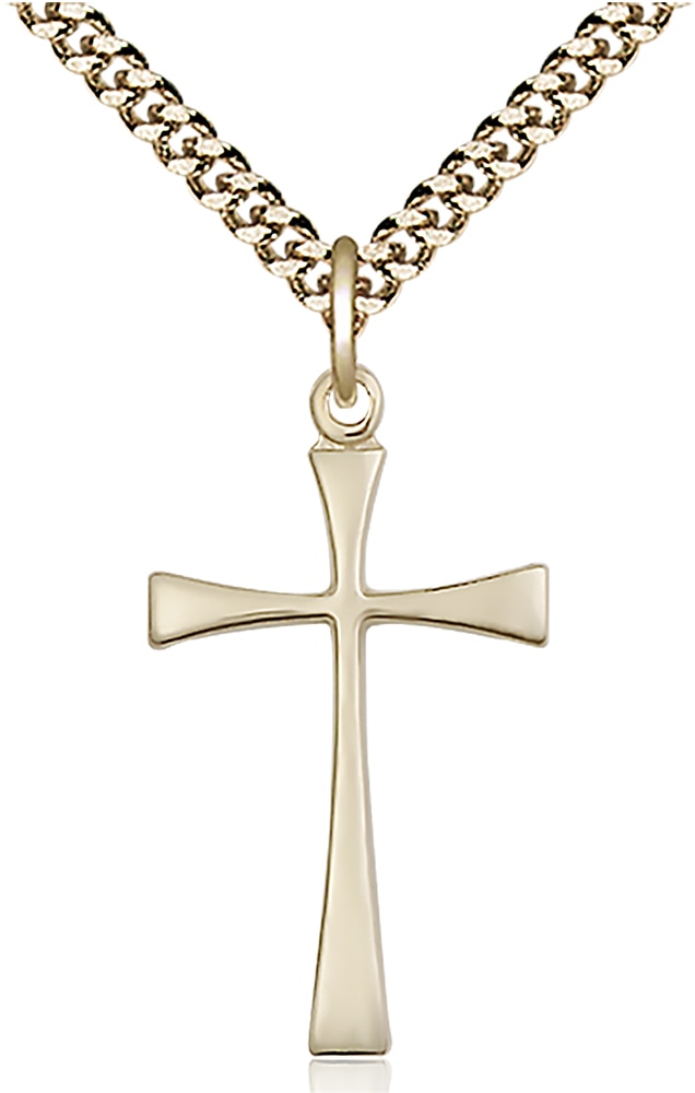 14kt Gold Filled Maltese Cross Pendant on an 24-inch Gold Plate Heavy Curb Chain.  Handmade in the USA