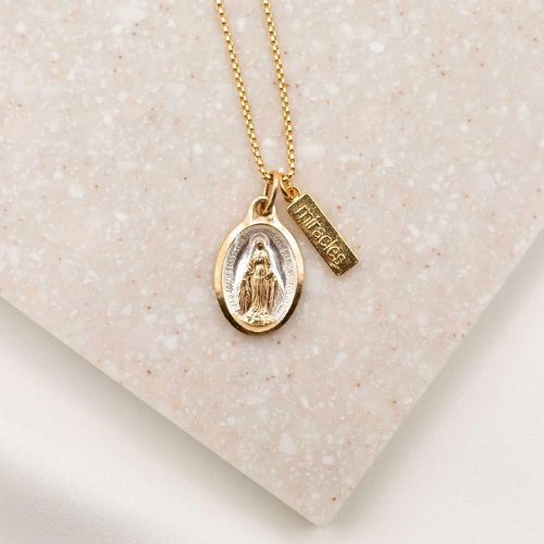 My Saint My Hero Lourdes Miraculous Mary Necklace Gold/Silver