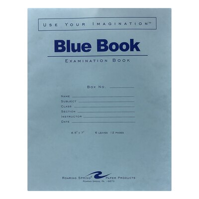 Roaring Spring Blue Exam Book 8.5 x 7 6 Sheets