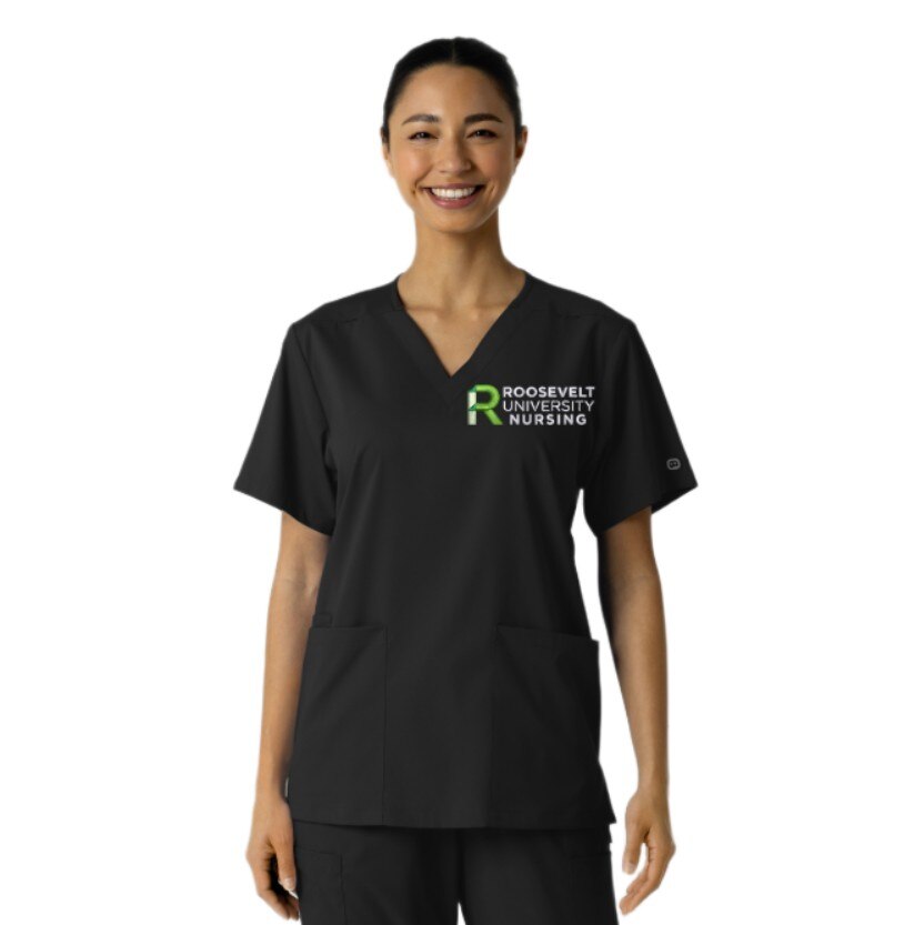 RU1 Unisex V-Neck Scrub Top Black