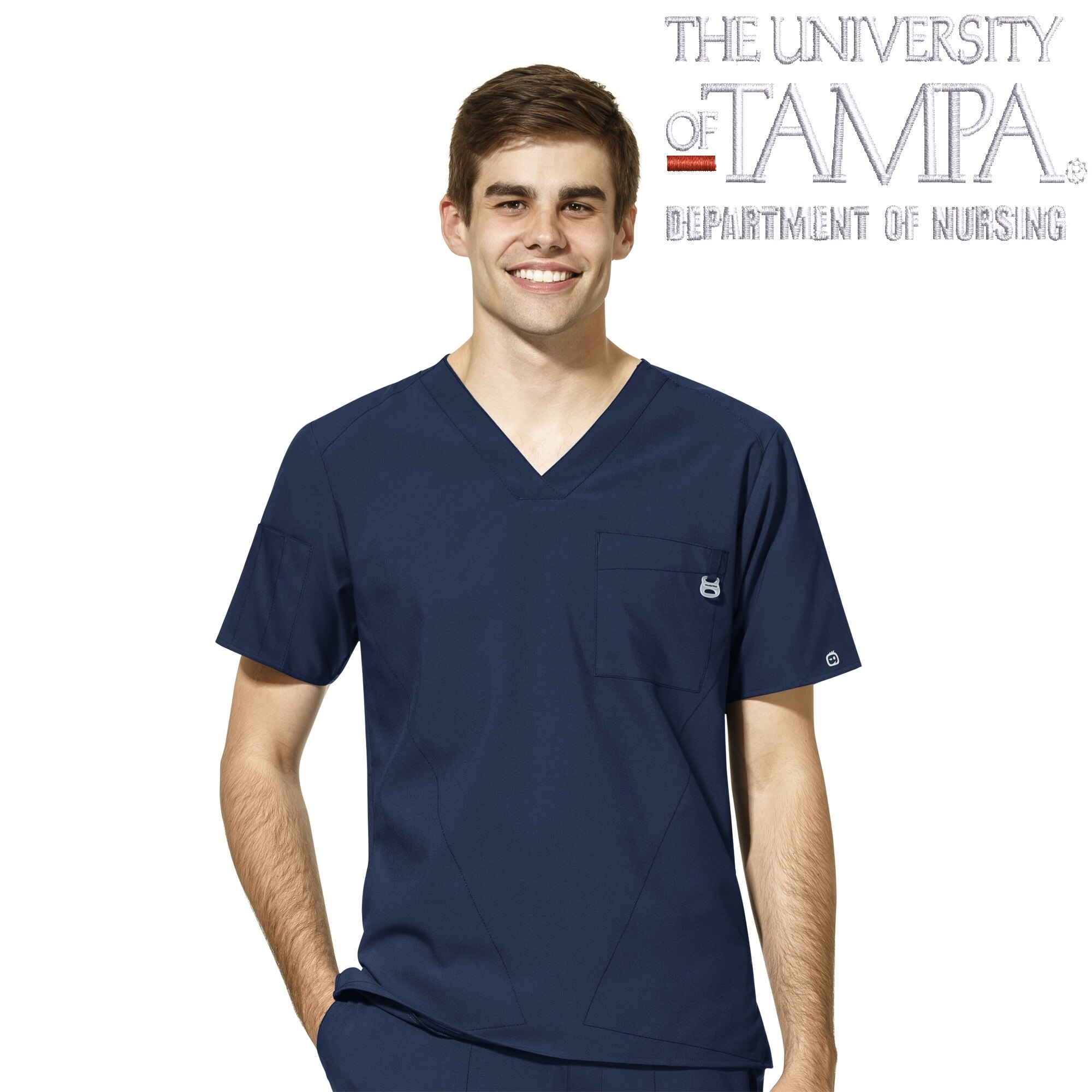 WonderWink 123 Men's V-Neck Top, 6355TUT6 Dept of Nursing