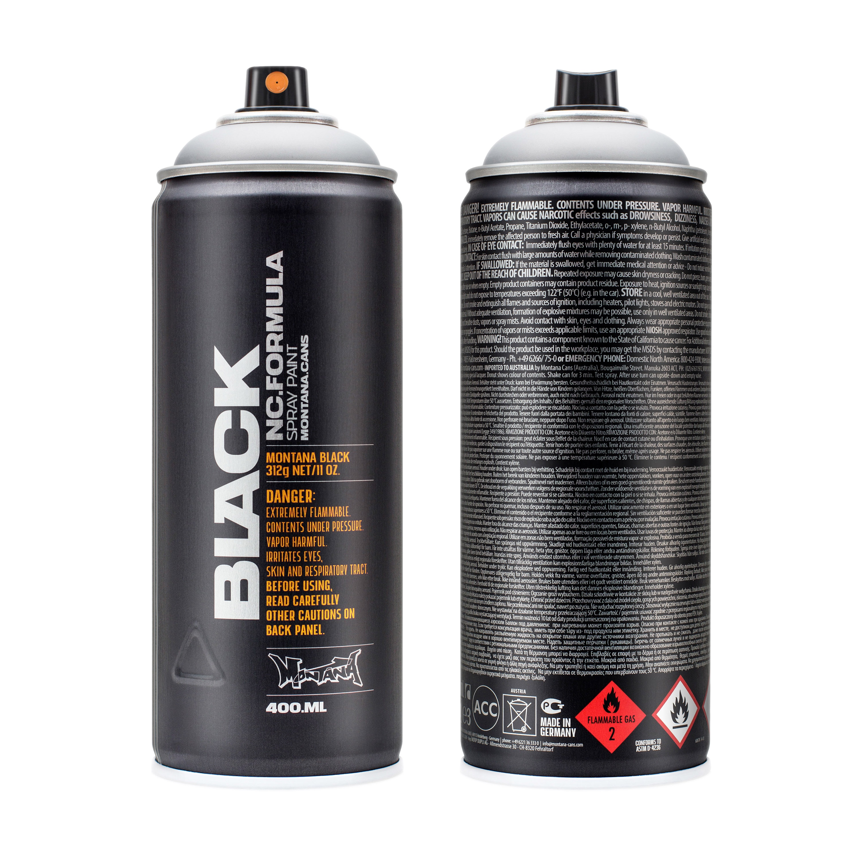 Montana Cans BLACK Spray Paint, 400ml, Outline Silver