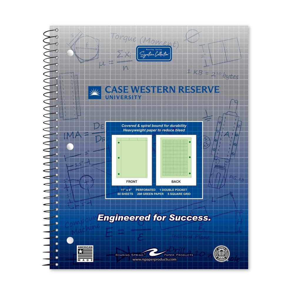School Spirit Engineering Notebook, Green Tint 20# Paper with 1 Double Pocket