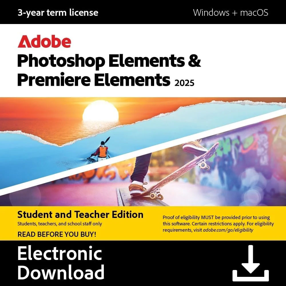 Adobe Photoshop Elements 2025 & Premiere Elements 2025 Student & Teacher Edition - 3 Year License