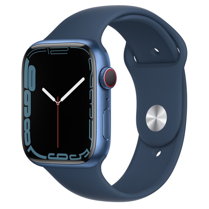 Apple Watch Series 7 GPS + Cellular, 45mm Blue Aluminum Case with Abyss Blue Sport Band - Regular