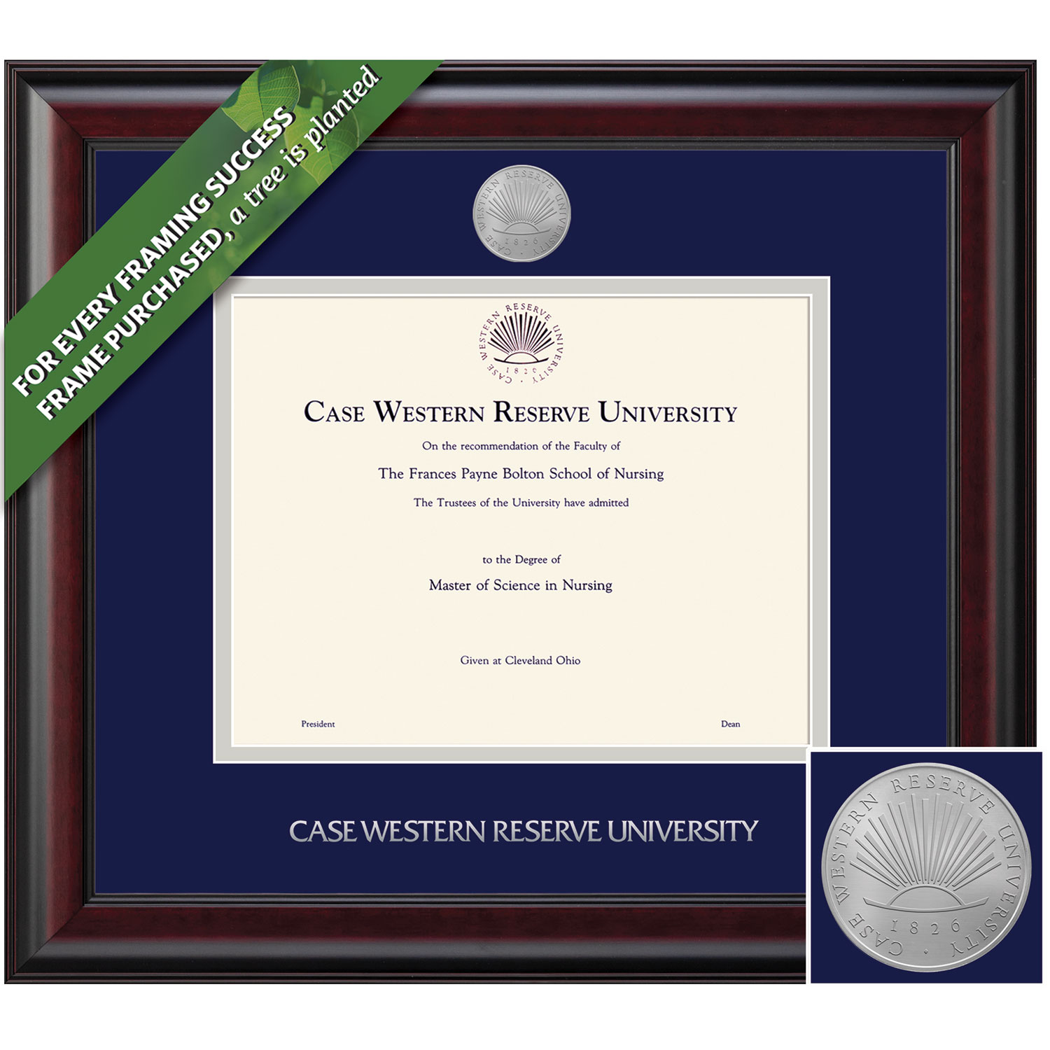 Framing Success 11 x 14 Classic Silver Medallion Bachelors, Masters, Doctorate Diploma Frame