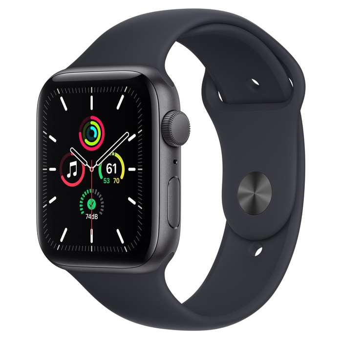 Apple Watch SE GPS 44mm Space Gray Aluminum Case with Midnight Sport Band - Regular
