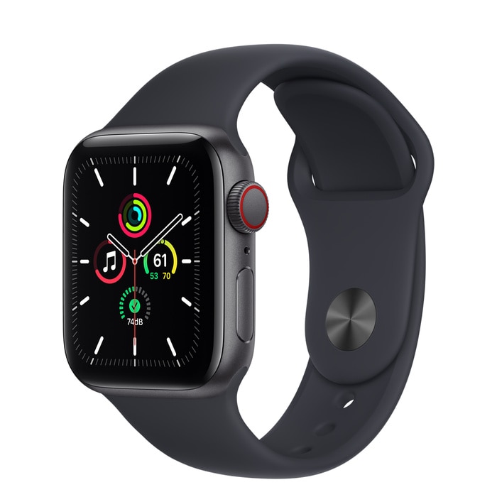 Apple Watch SE GPS + Cellular 40mm Space Gray Aluminum Case with Midnight Sport Band - Regular