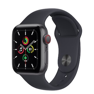 Apple Watch SE GPS + Cellular, 40mm Space Gray Aluminum Case with Midnight Sport Band - Regular