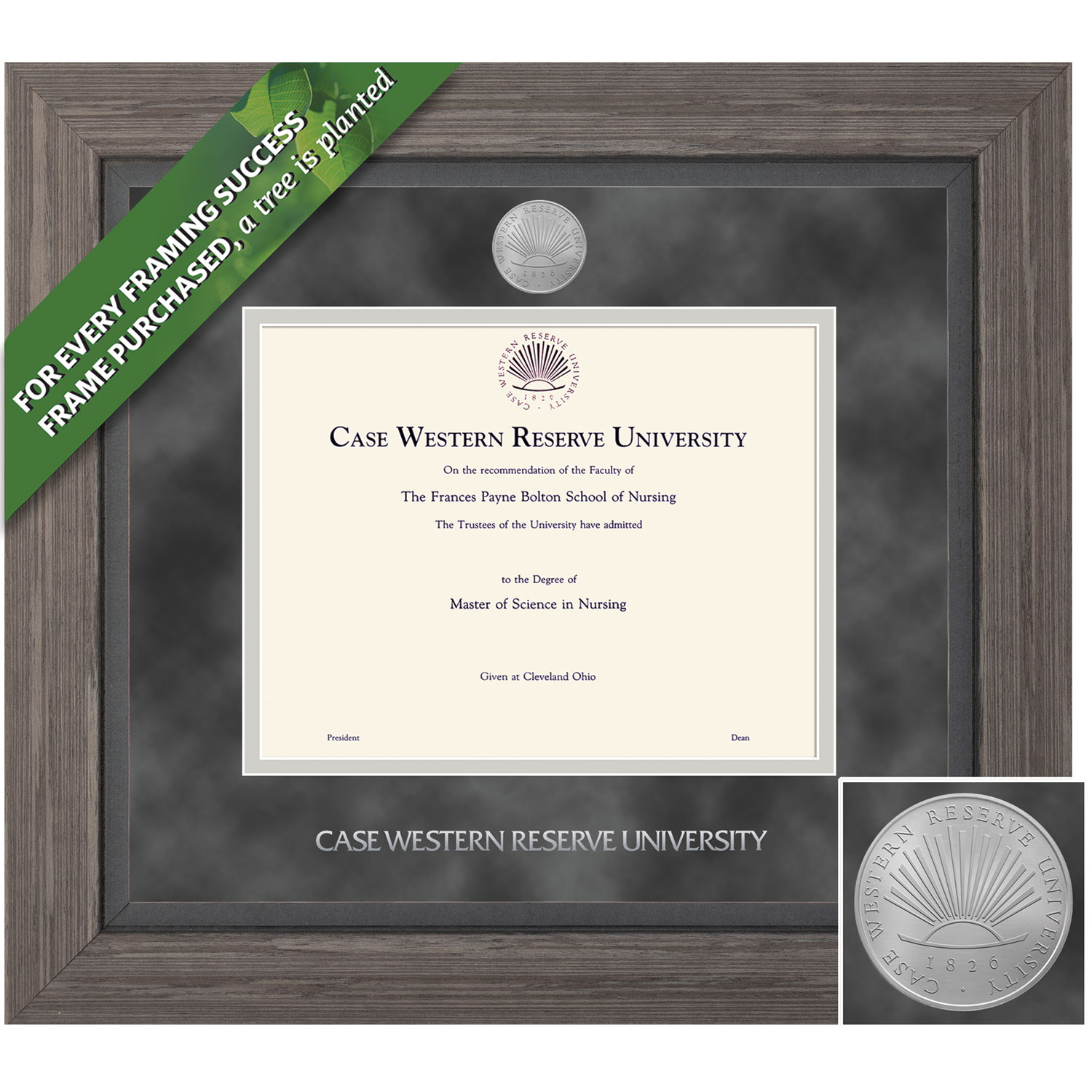 Framing Success 11 x 14 Greystone Silver Medallion Bachelors, Masters, PhD Diploma Frame