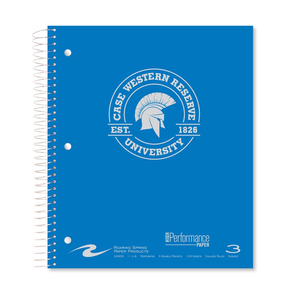 Roaring Premium 3 Subject Notebook, 8.5x11 College Ruled 20lb Paper, Pressboard Foil Cover