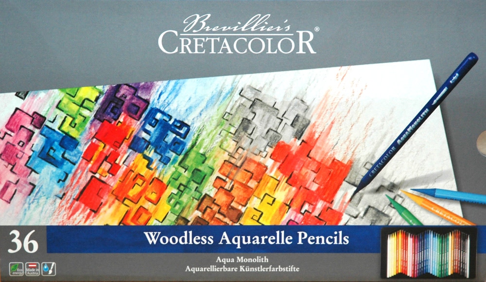 Cretacolor Aqua Monolith Woodless Watercolor Pencil Set, 36-Color Set