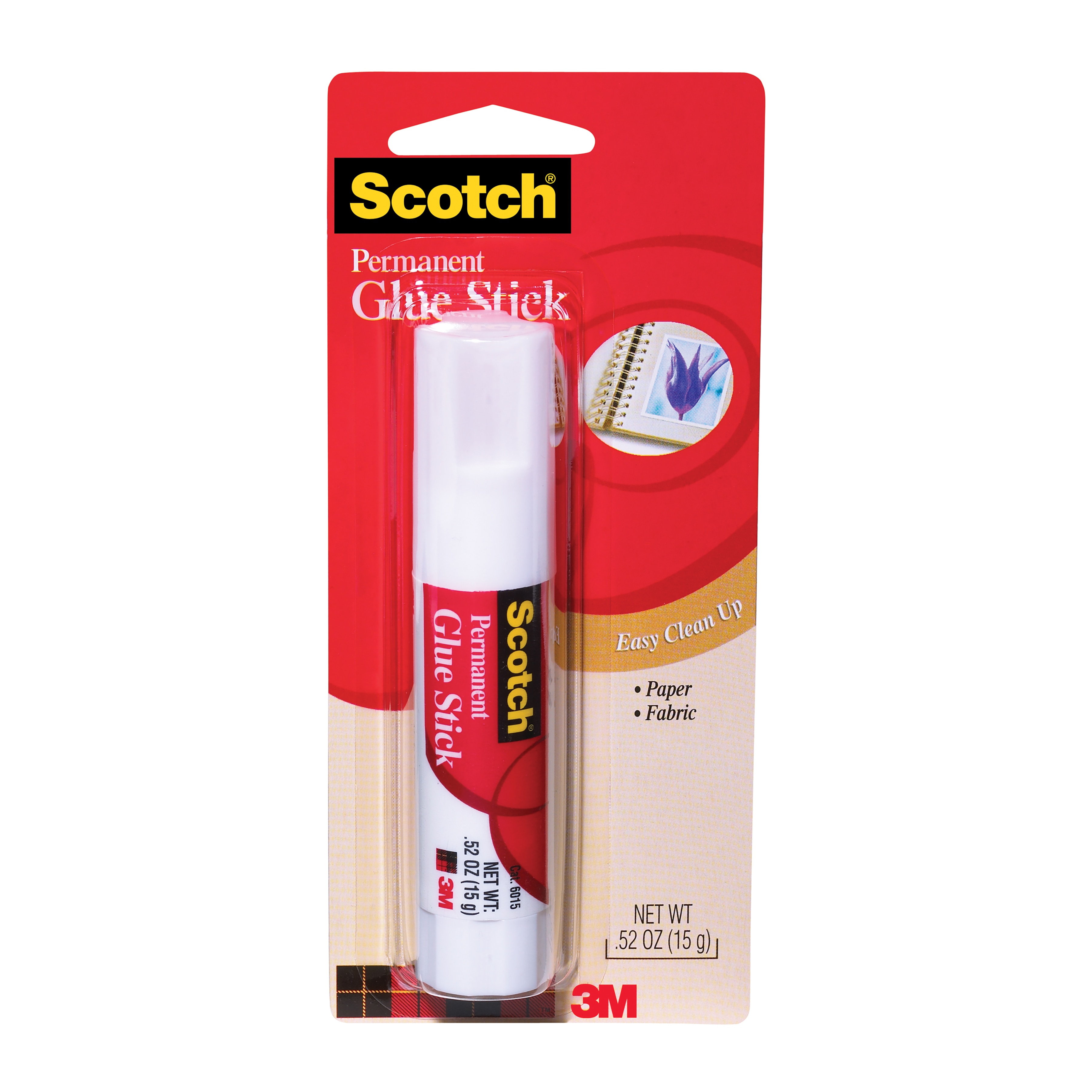 3M Scotch Permanent Glue Stick, White, .45 oz.