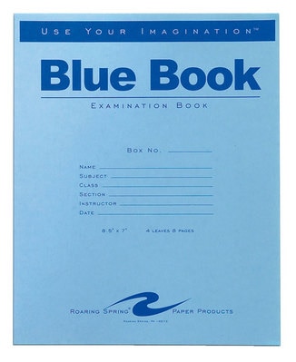 Roaring Spring Blue Exam Book 812 x 7 White 4 Sheets
