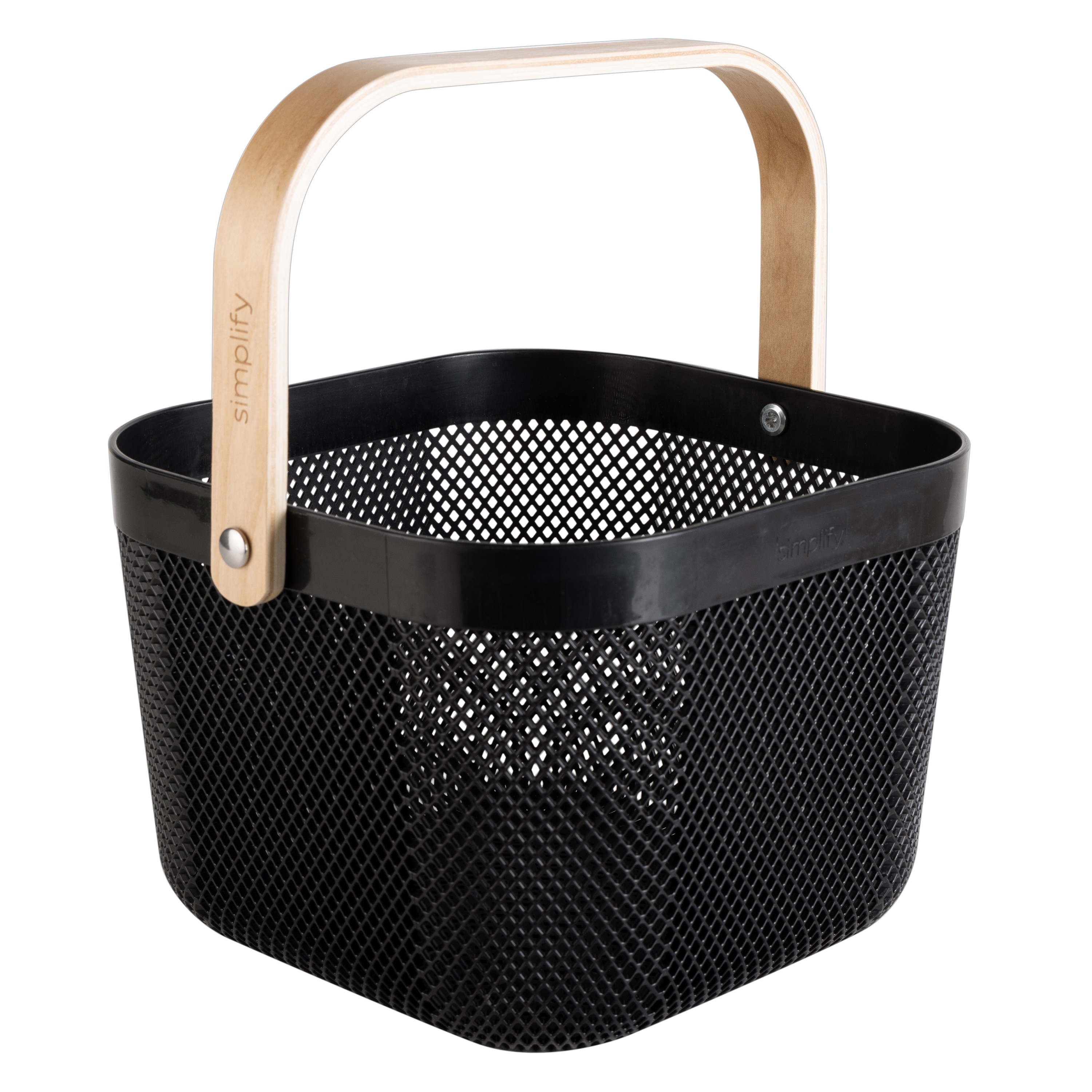 Simplify Mesh Storage Basket With Wood Handle