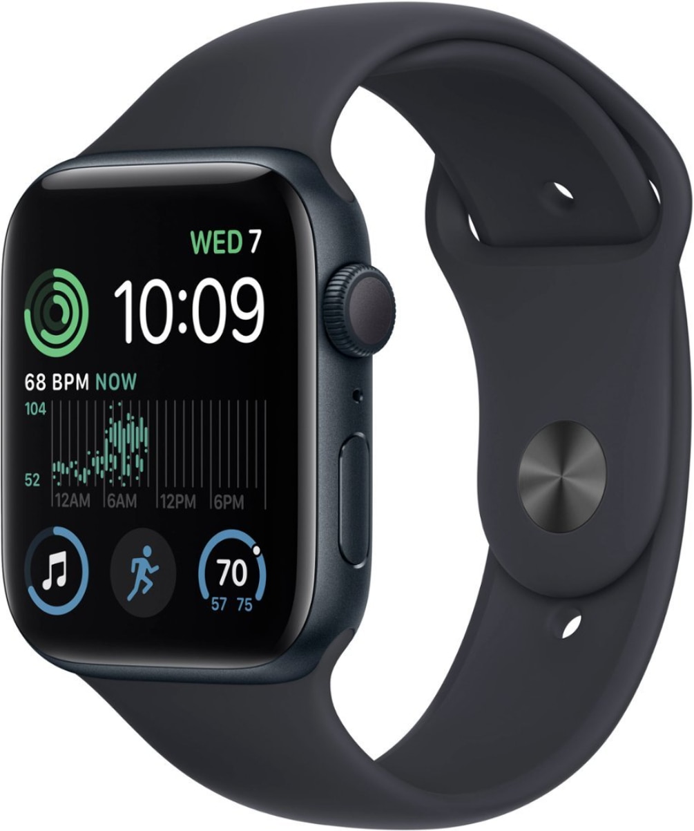 Apple Watch SE GPS 44mm Midnight Aluminum Case with Midnight Sport Band - M/L