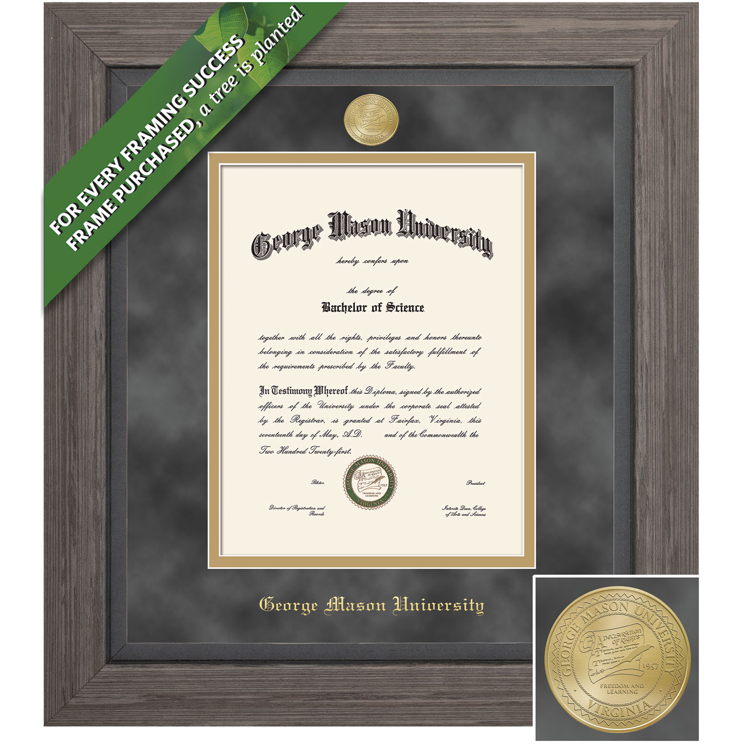 Framing Success 14 x 10 Greystone Gold Medallion Bachelors, Masters, PhD Diploma Frame