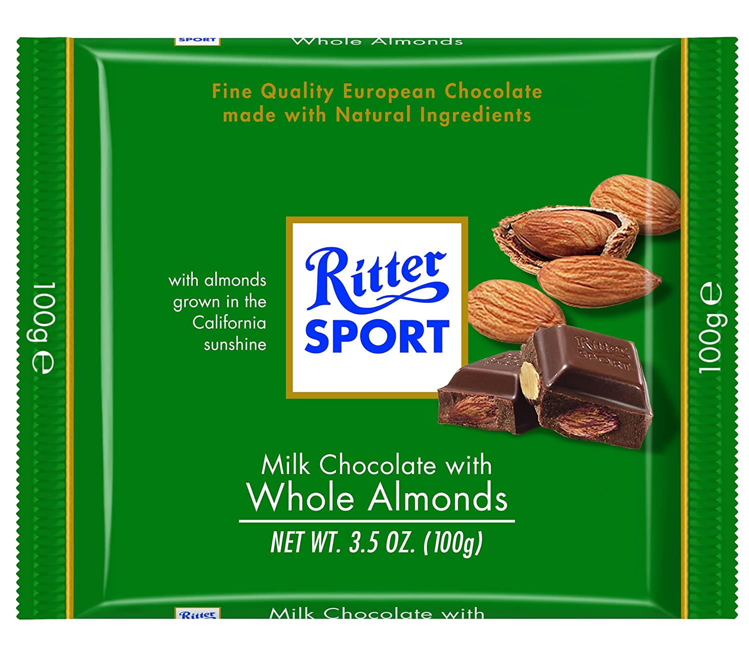 Ritter Sport - Milk Chocolate with Whole Almonds Bar 3.5oz