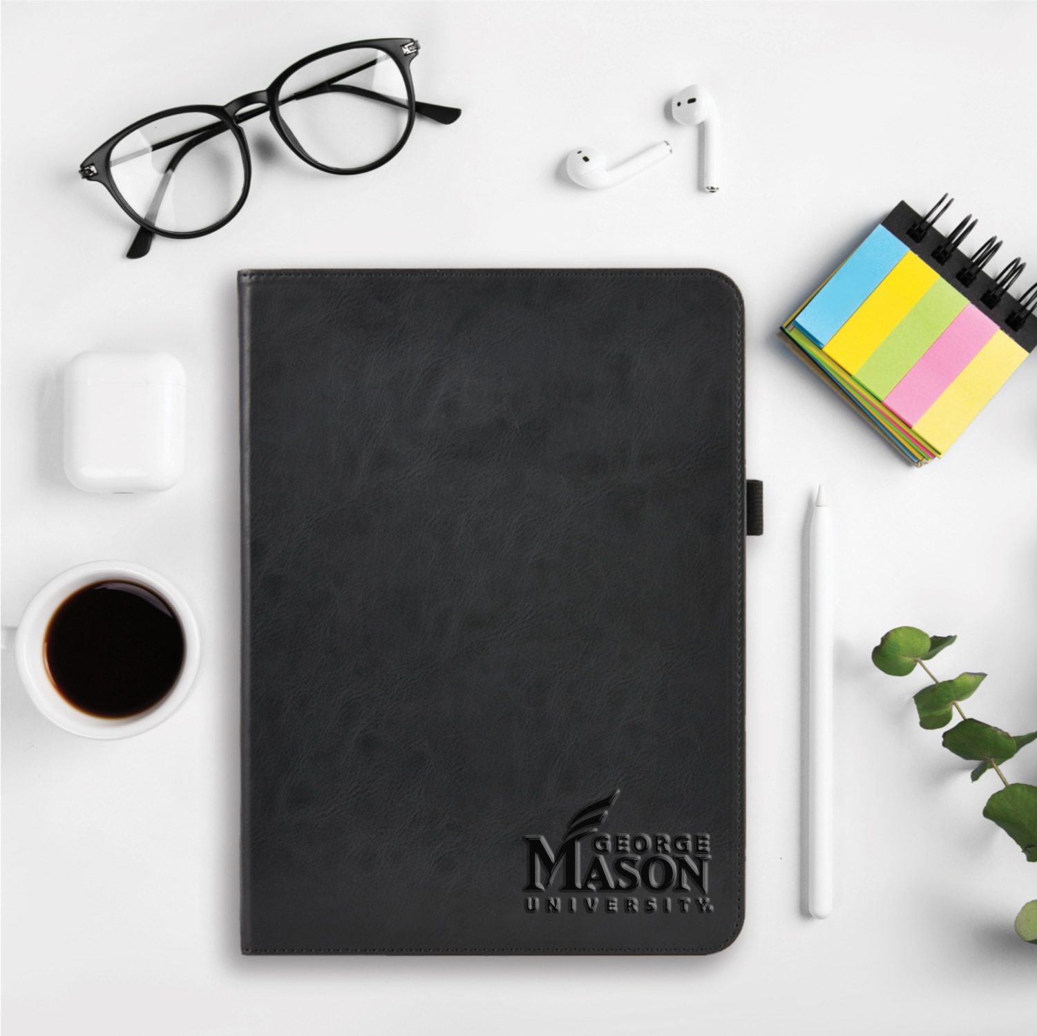 George Mason University Black Leather Folio Tablet Case, Alumni V2 - iPad Air (4th gen)