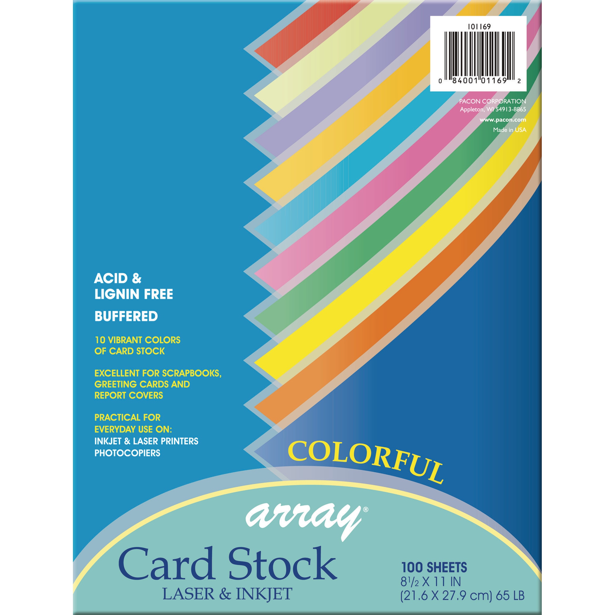 Pacon Card Stock, 100 Sheets, 8.5" x 11", Assorted Colors