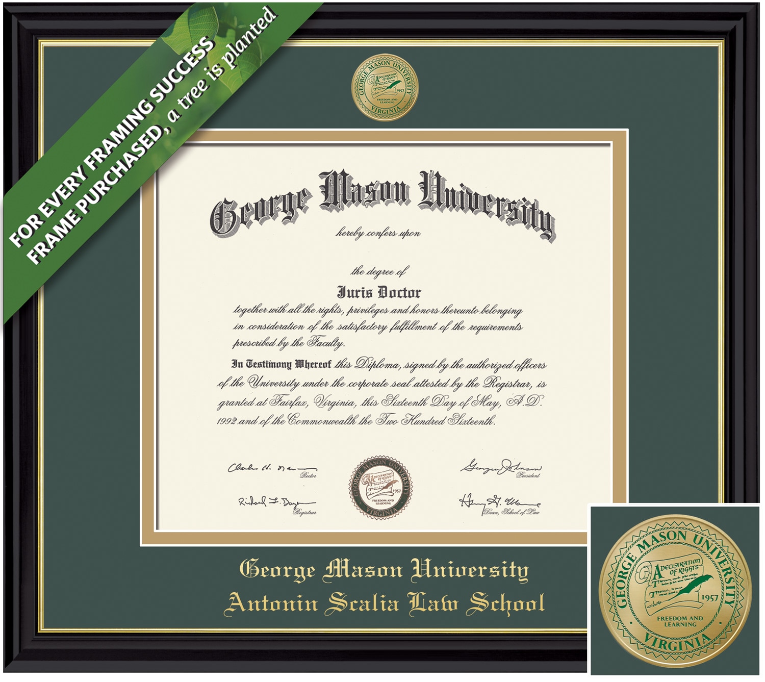 Framing Success 14 x 16 Coronado Colored Medallion Law Diploma Frame