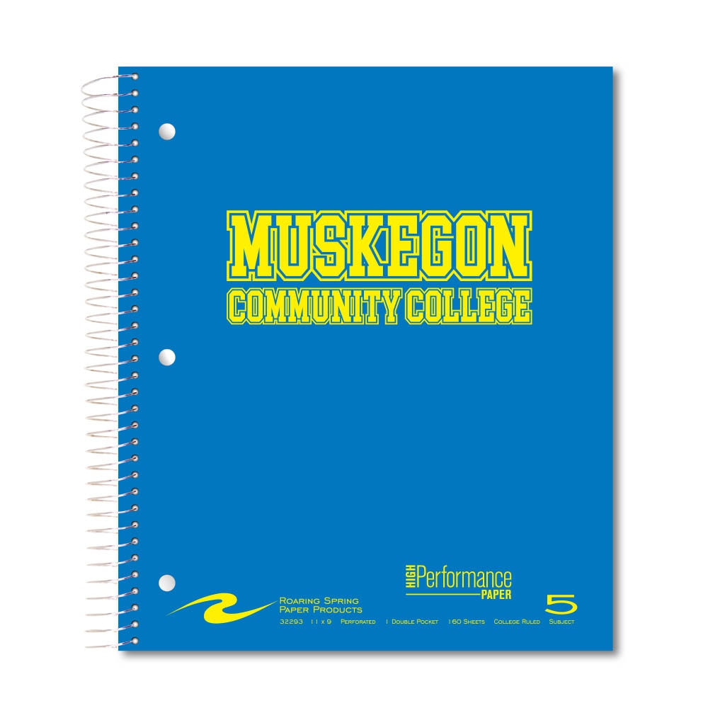 Roaring Premium 5 Subject Notebook, 8.5x11 College Ruled 20lb Paper, Pressboard Foil Cover