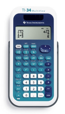 The TI-34 MultiView scientific calculator (color BLUE) was designed with educator input in mind for use in these middle grades math and science classes.