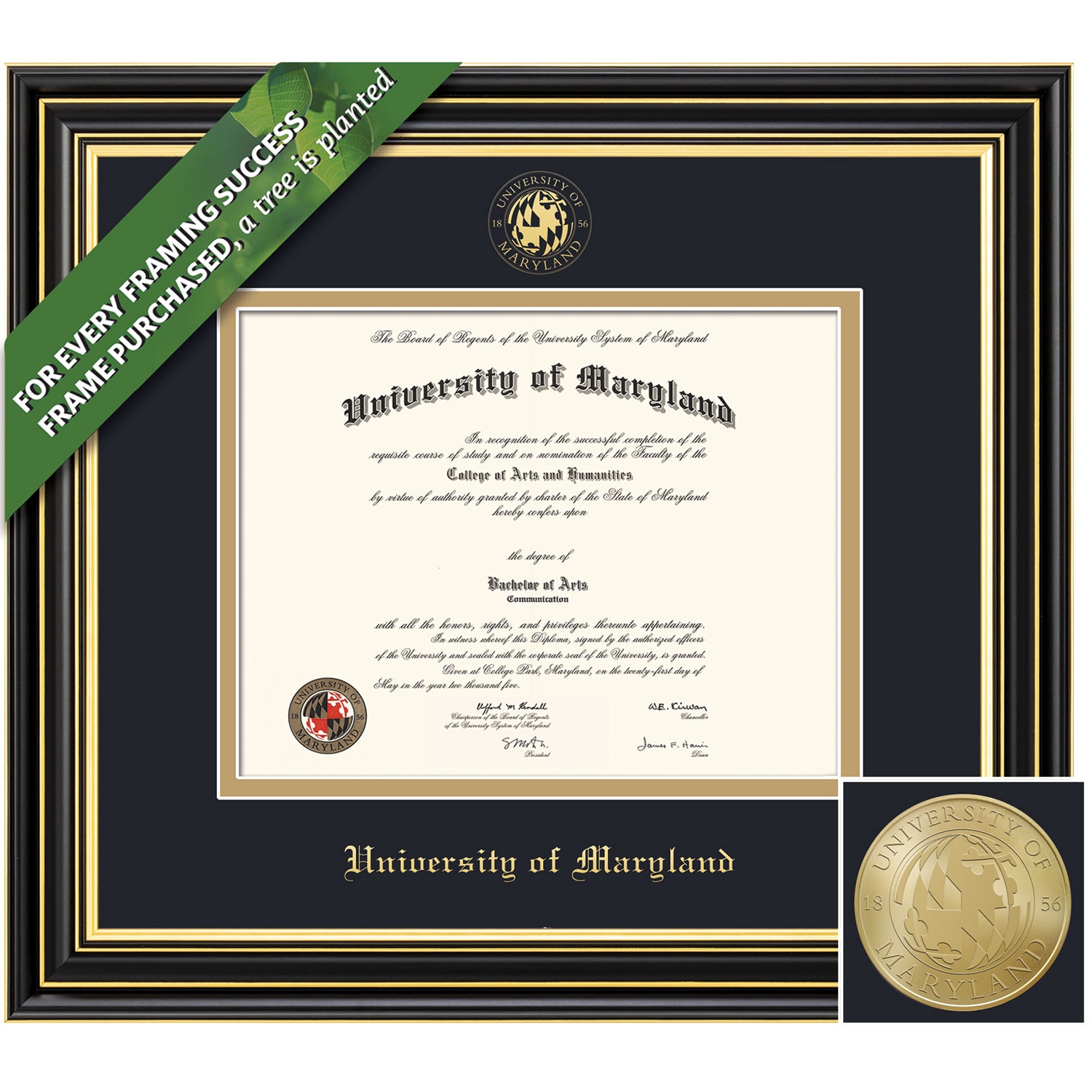Framing Success 13 x 17 Prestige Gold Embossed School Seal Bachelors, Masters Diploma Frame