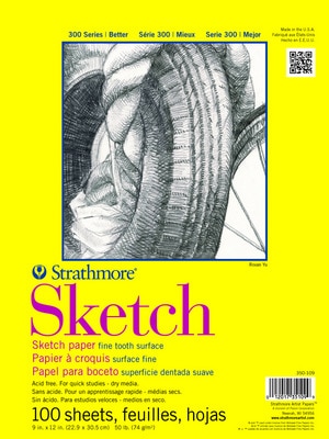 Strathmore Sketch Paper Pad, 300 Series, Tape-Bound, 18" x 24", 100 Sheets