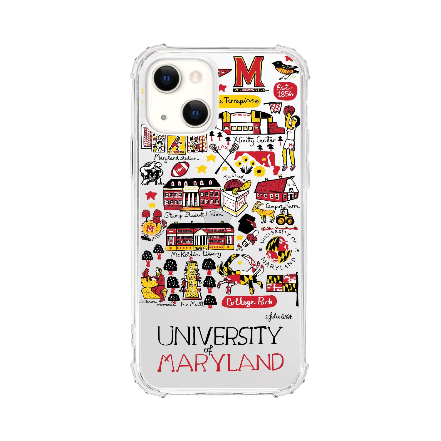 University of Maryland- Clear Tough Edge Phone Case, Julia Gash - iPhone 15