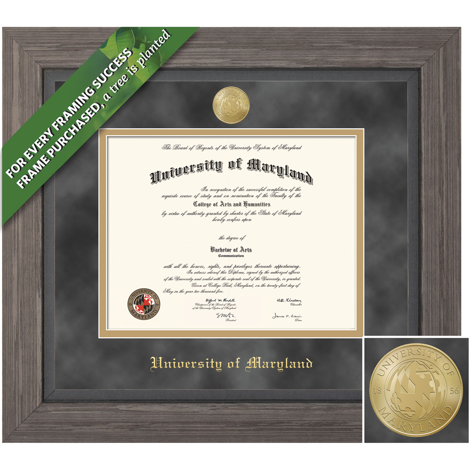 Framing Success 13 x 17  Greystone Gold Medallion Bachelors, Masters Diploma Frame