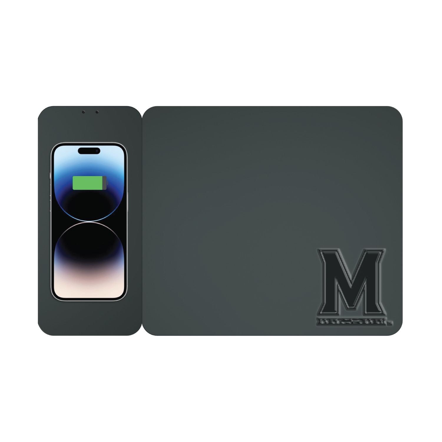 University of Maryland Leather Wireless Charging Mouse Pad, Black, Alumni V2