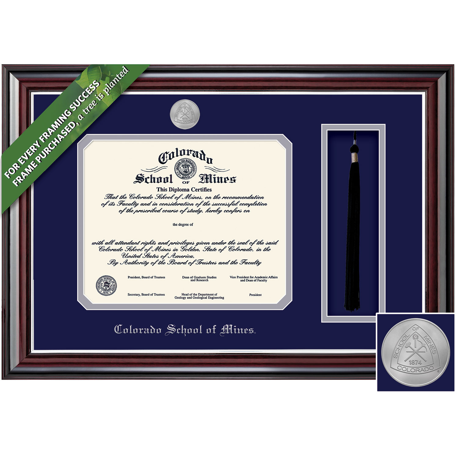 Framing Success 8.5 x 11 Jefferson Silver Medallion Paper Bachelors, Masters Diploma/Tassel Frame