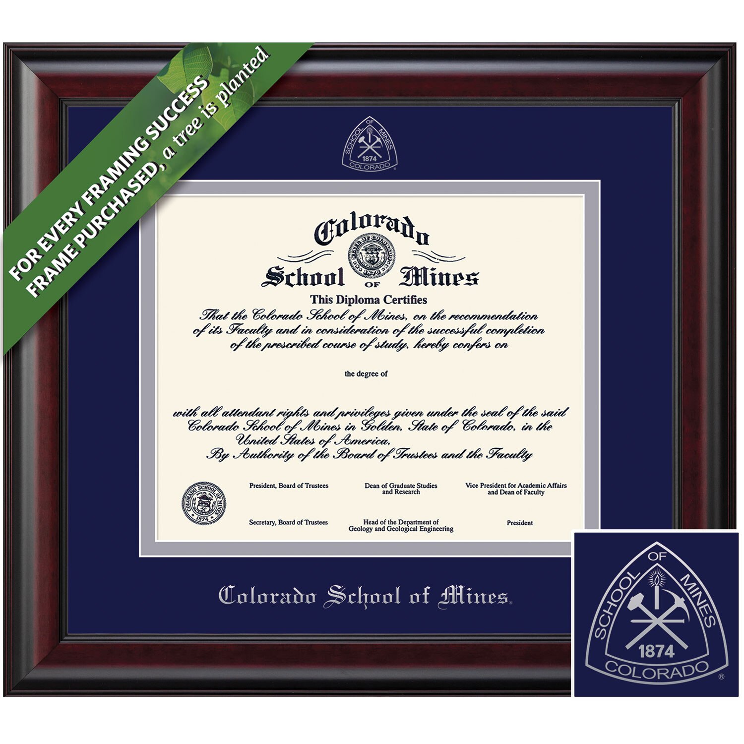 Framing Success 8.5 x 11 Classic Silver Embossed School Seal Bachelors, Masters, Ph.D Diploma Frame