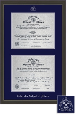 Framing Success 6 x 5 Metro Silver Embossed School Seal Bachelors, Masters, Ph.D Double Diploma Frame