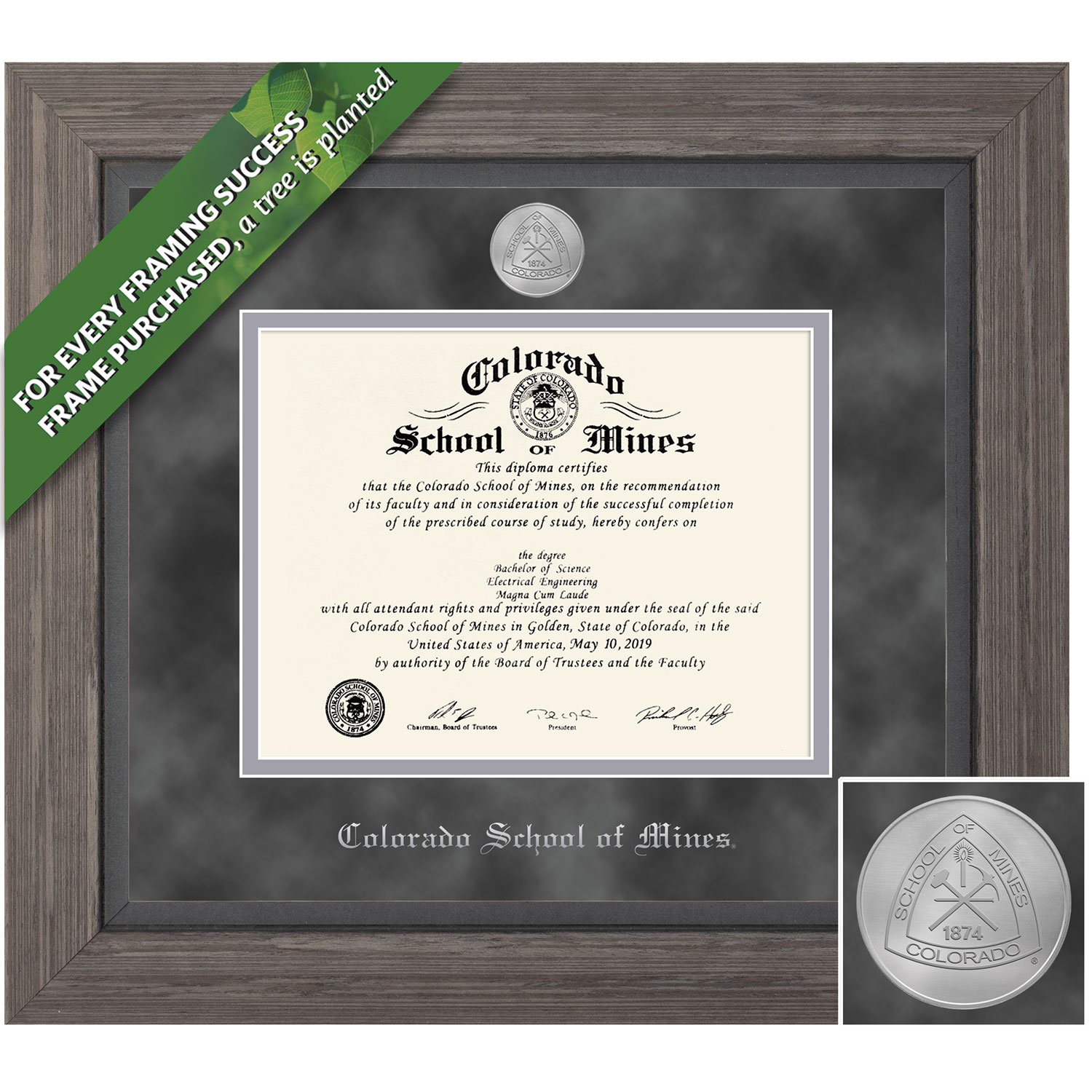 Framing Success 8.5 x 11 Greystone Silver Medallion Paper Bachelors, Masters Diploma Frame
