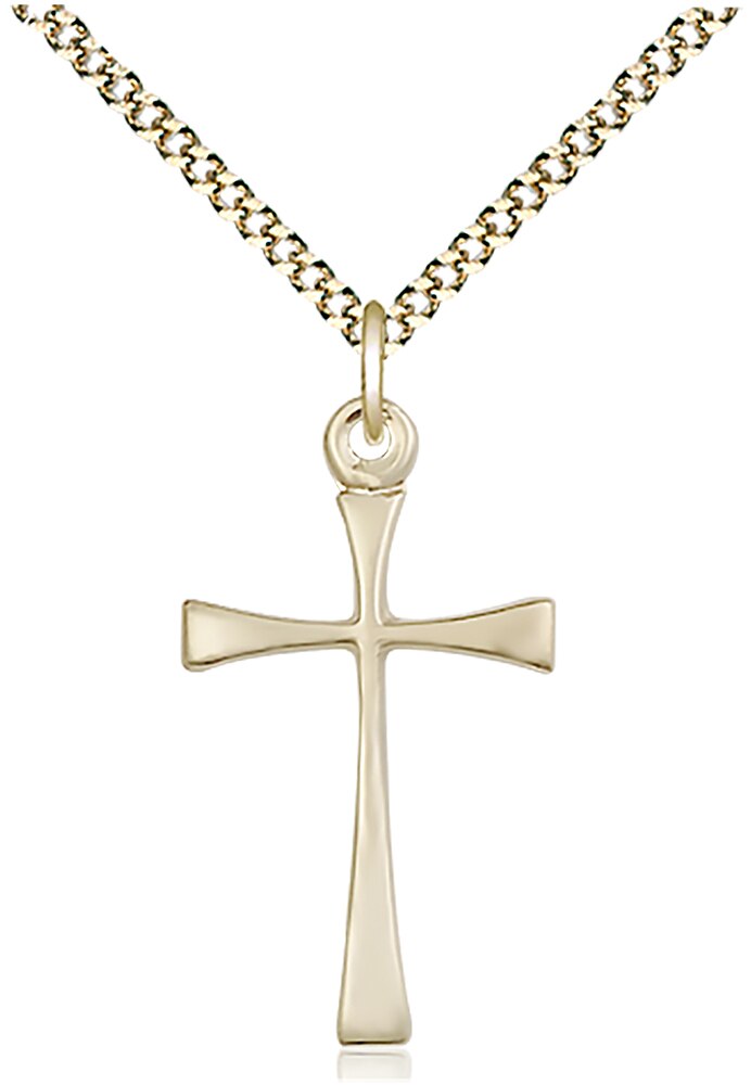 14kt Gold Filled Maltese Cross Pendant on an 18-inch Gold Plate Light Curb Chain.  Handmade in the USA